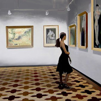 girl in museum, photorealism, contemporary art, collection, highlights, best art